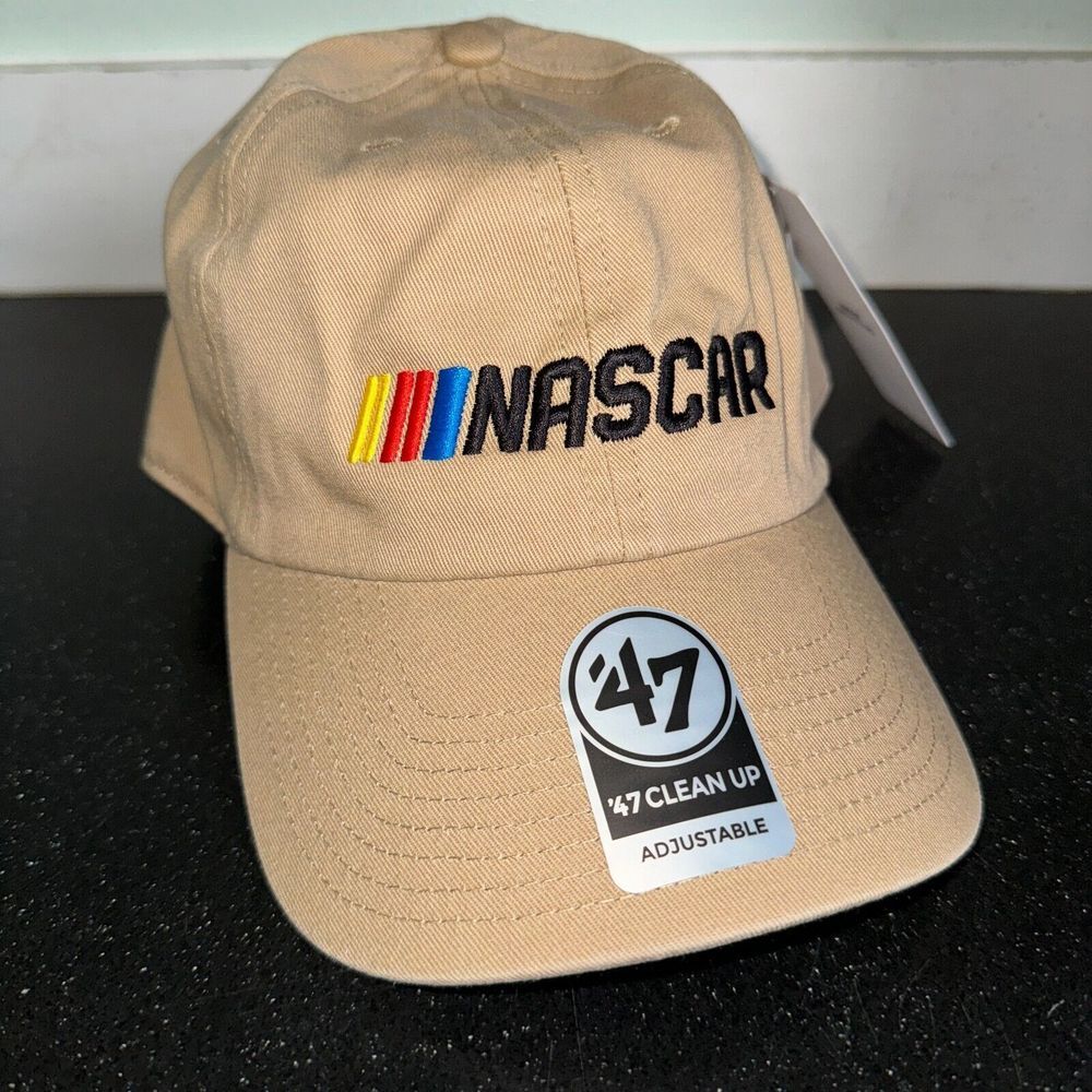 NASCAR Hat '47 Clean‎ Up Adjustable Cap Khaki Tan OSFA New